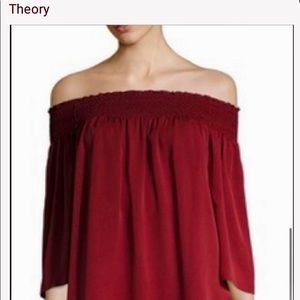 Theory Off Shoulder Silk Top